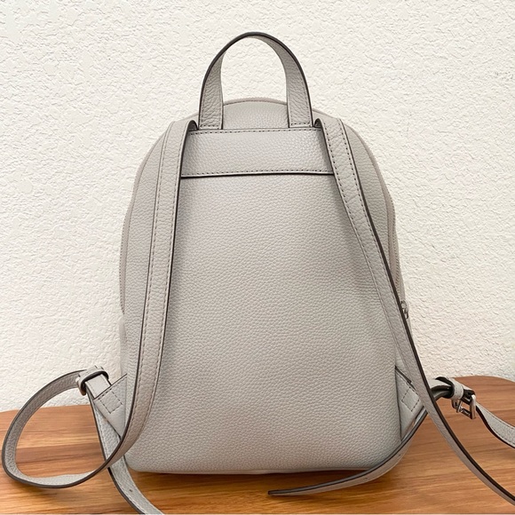 MICHAEL Michael Kors “Erin” Pearl Gray Pebbled Leather Medium Backpack - Picture 9 of 16